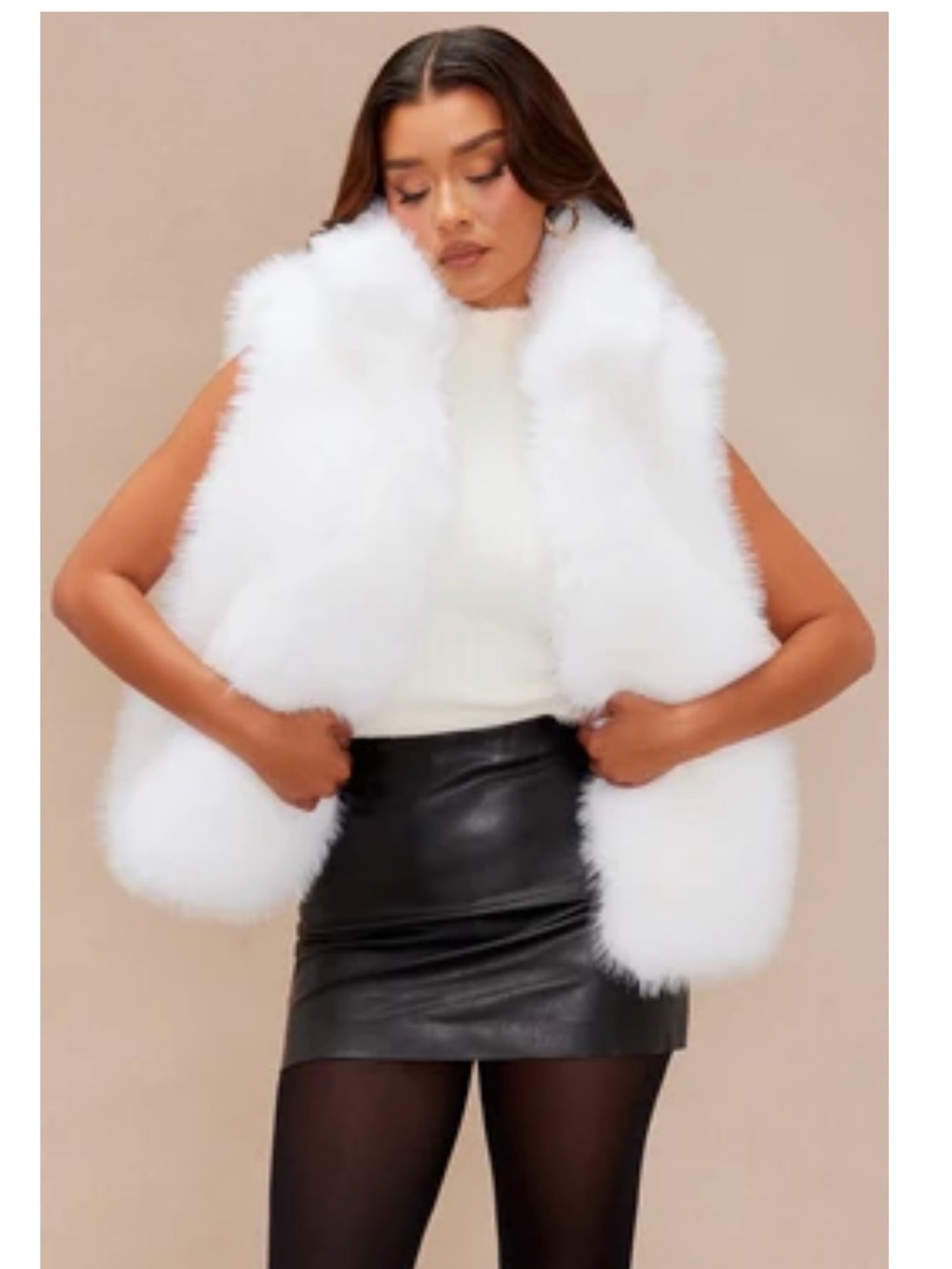 White Faux Fur Vest